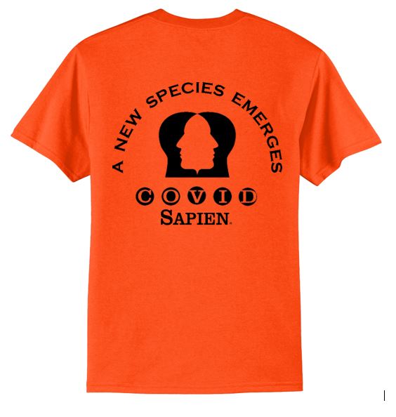 T-Shirt, UNISEX. New Species logo FULL size on back. BLACK or WHITE lettering