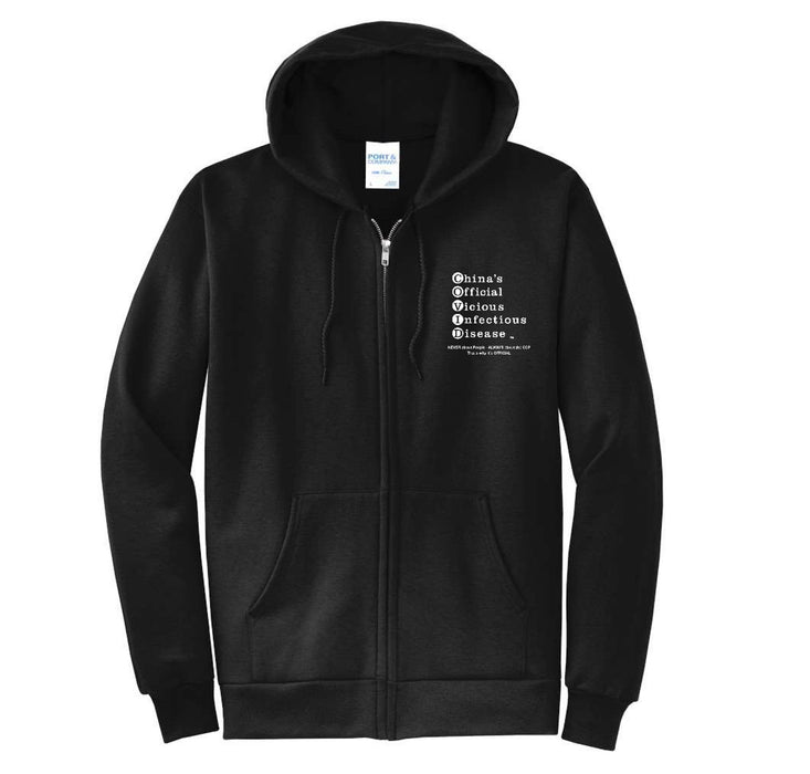 Sweatshirt Hooded, Zippered, MEN. Ext OFFICIAL Message on LF Chest - BLACK or WHITE lettering