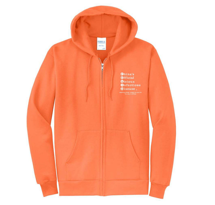 Sweatshirt Hooded, Zippered, MEN. Ext OFFICIAL Message on LF Chest - BLACK or WHITE lettering
