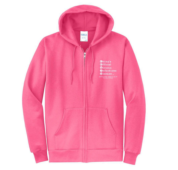 Sweatshirt Hooded, Zippered, MEN. Ext OFFICIAL Message on LF Chest - BLACK or WHITE lettering