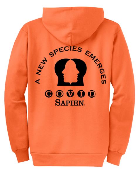 Sweatshirt Hooded, Non-Zippered, UNISEX. New Species Logo FULL size on BACK - BLACK or WHITE lettering