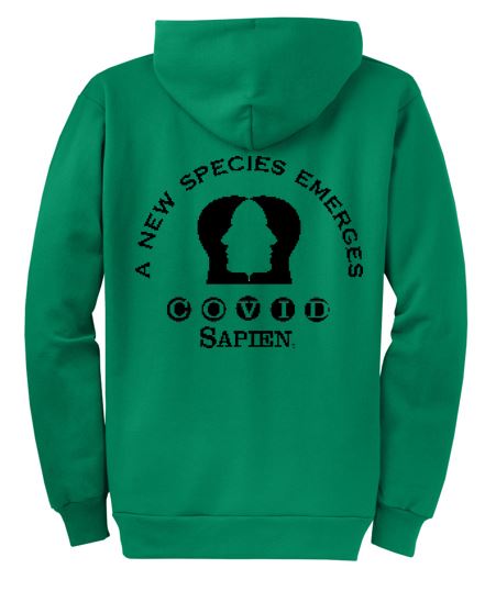 Sweatshirt Hooded, Non-Zippered, UNISEX. New Species Logo FULL size on BACK - BLACK or WHITE lettering