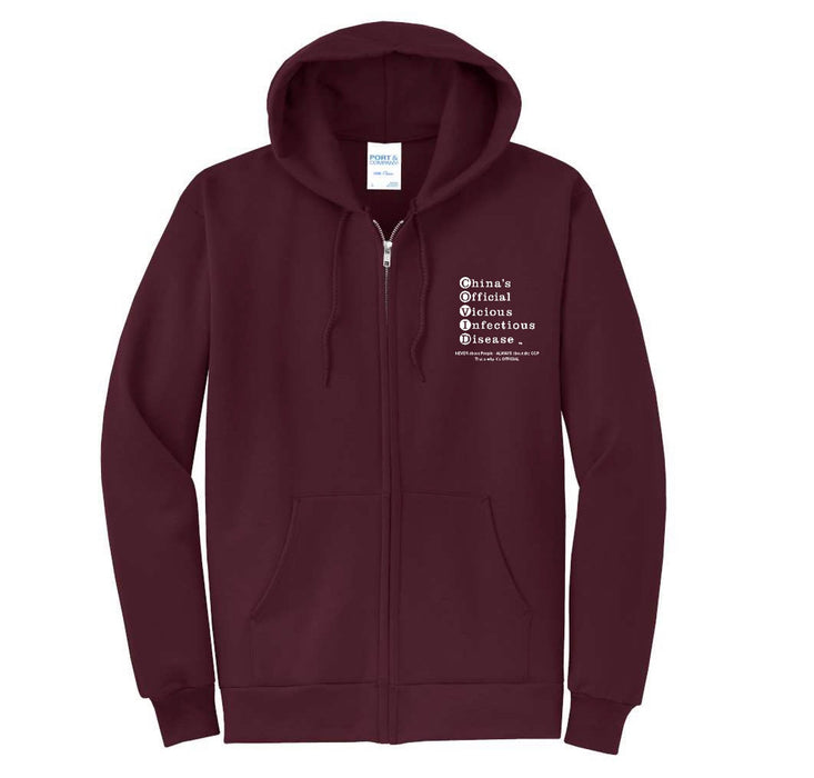 Sweatshirt Hooded, Zippered, MEN. Ext OFFICIAL Message on LF Chest - BLACK or WHITE lettering