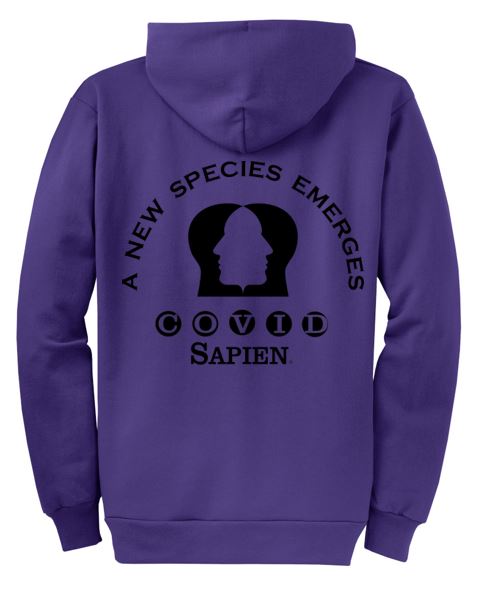 Sweatshirt Hooded, Non-Zippered, UNISEX. New Species Logo FULL size on BACK - BLACK or WHITE lettering