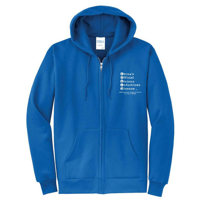 Sweatshirt Hooded, Zippered, MEN. Ext OFFICIAL Message on LF Chest - BLACK or WHITE lettering